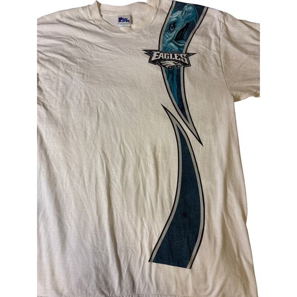 Vintage Pro Player Philadelphia Eagles Tee XL 90s 2000s White | Vertical Graphic - Picture 1 of 7